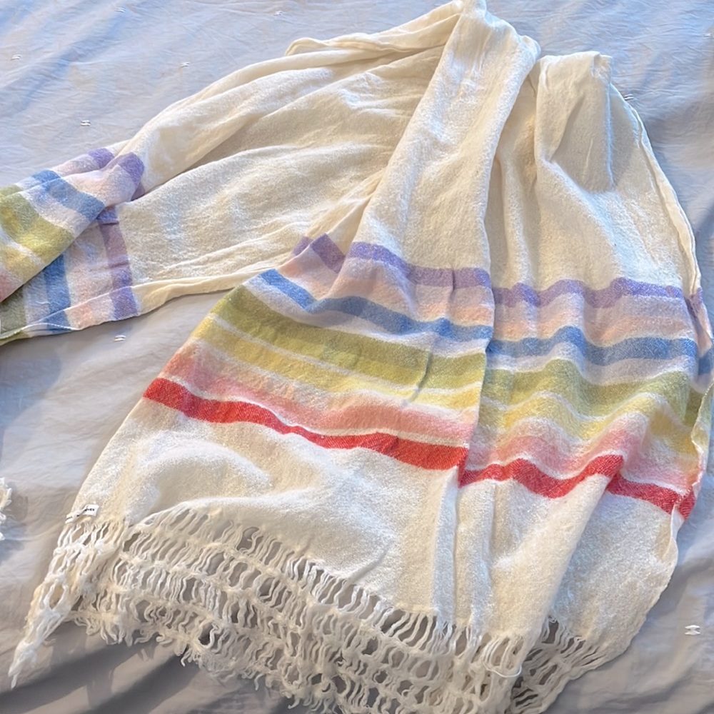 Hand woven Rainbow scarf, goes with everything!